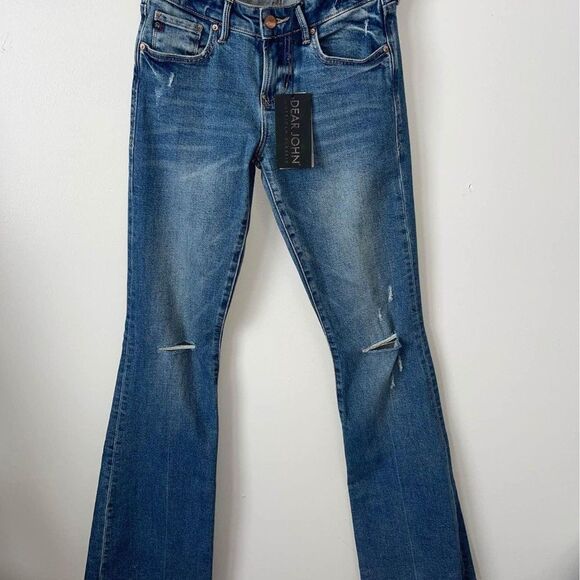 Distressed Flare‎ Leg Denim Jeans - Picture 1 of 1